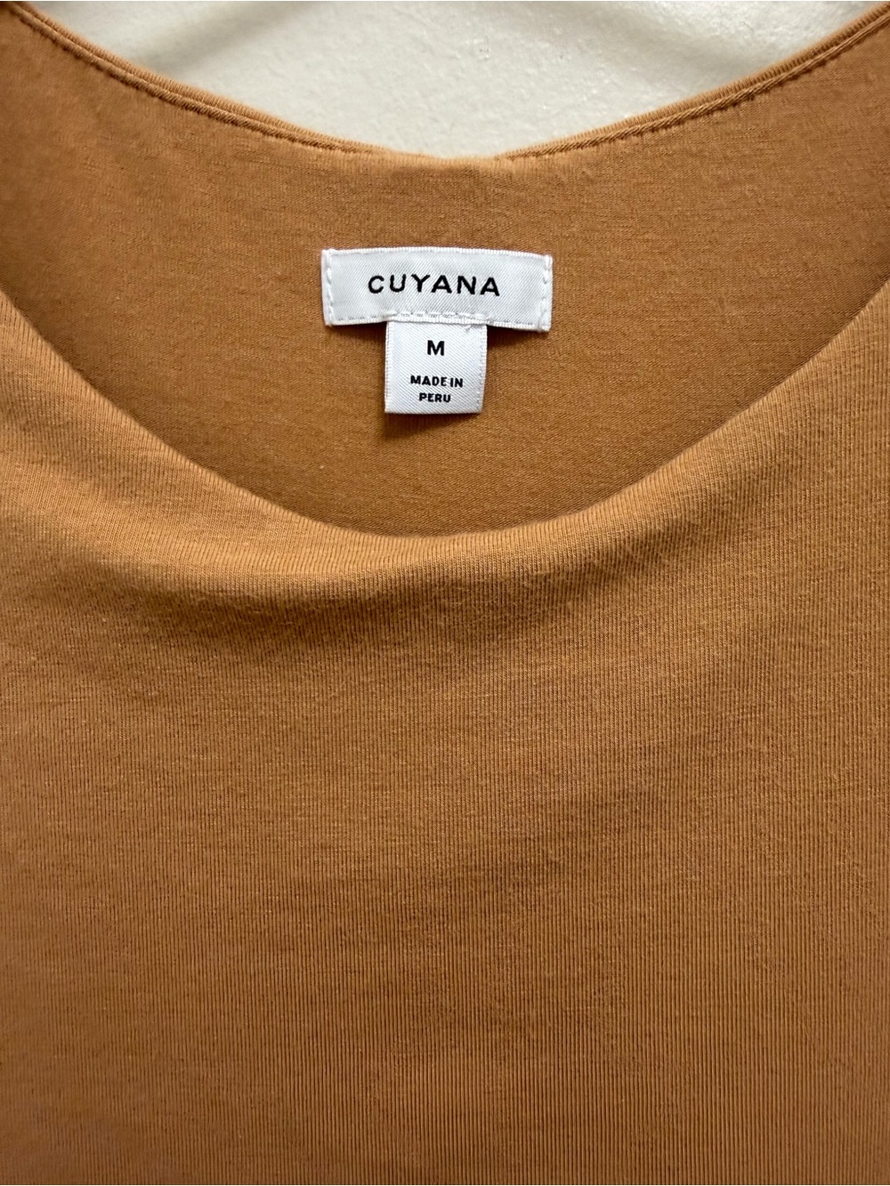 Cuyana Asymmetrical Overlay Dress Tie Back Organic Pima Cotton Camel Tan Size M - Picture 11 of 12